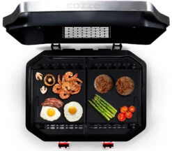 COZZE Plancha 600 / Plancha Grill Mit 2 Gusseisen Grillplatten -Grillen im Freien COZZE Plancha 600 2 Brenner Gasgrill Food Topview