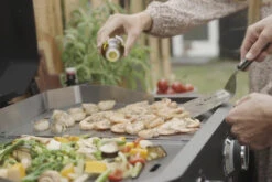 COZZE Plancha 600 / Plancha Grill Mit 2 Gusseisen Grillplatten -Grillen im Freien COZZE Plancha 600 Lifestyle Grillgut