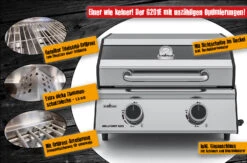 Grillfürst G201E 2-Brenner Gasgrill Portabel V2 - Campinggrill / Balkongrill 50mbar - Inkl. Untergestell