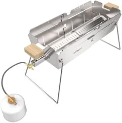 Knister Edelstahl-Gasgrill - Ausziehbarer Kompaktgrill -Grillen im Freien Knister Edelstahl Gasgrill Kompaktgrill Abstrahlblech