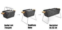 Knister Grill Original - Ausziehbarer Holzkohle Kompaktgrill -Grillen im Freien Knister Kohlegrill klein Henkel ausziehbar