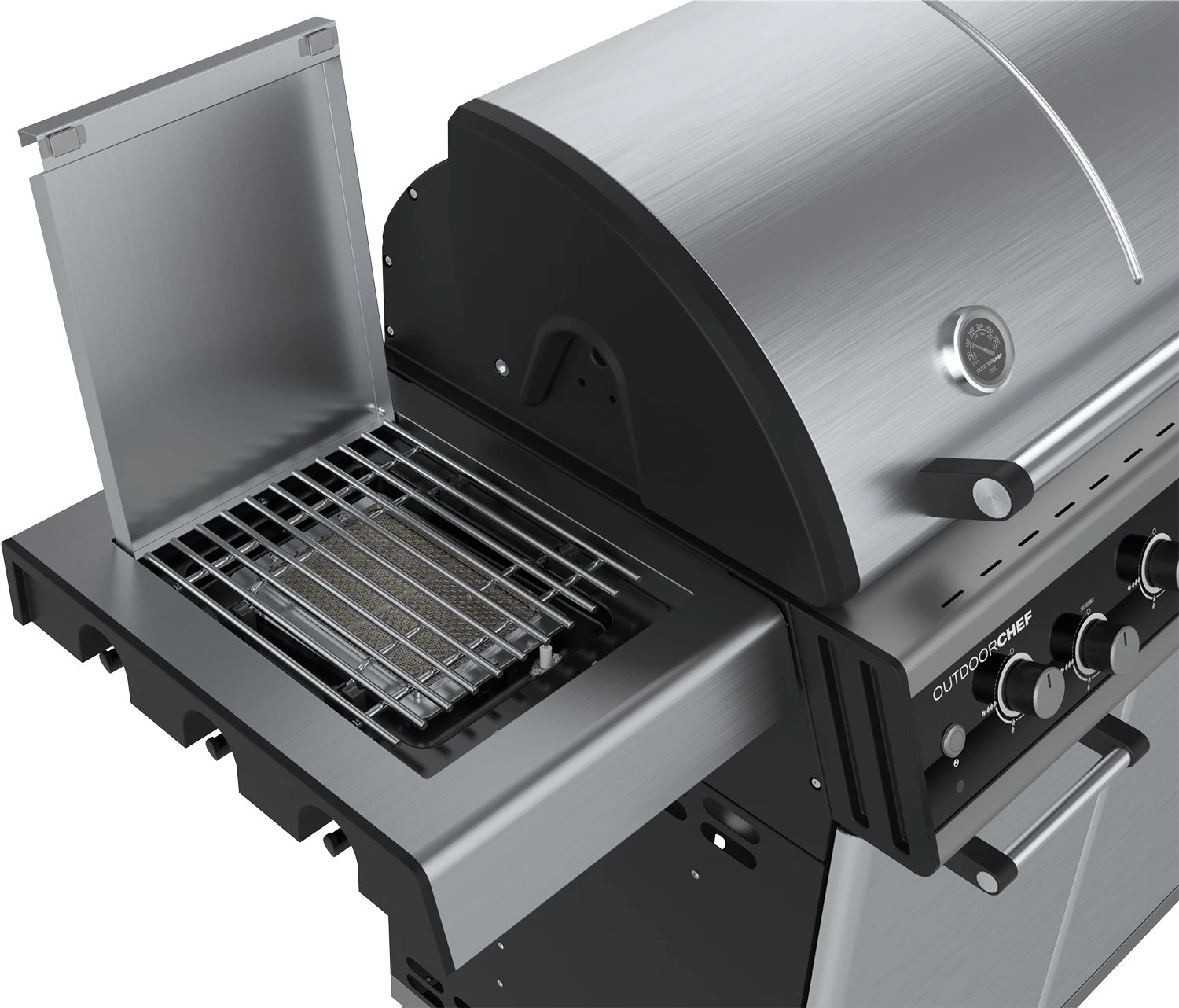 Outdoorchef Dualchef S 425 G Edelstahl Gasgrill Mit Seitenkocher + Blazing Zone Infrarotbrenner + DGS Gusseisen Grillrost 2 Stk. + DGS Gemüse Grillrost 2 Stk. 15 Outdoorchef Dualchef S 425 G Edelstahl Gasgrill Mit Seitenkocher + Blazing Zone Infrarotbrenner + DGS Gusseisen Grillrost 2 Stk. + DGS Gemüse Grillrost 2 Stk. – Bild 13
