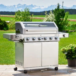 Rösle Edelstahl Gasgrill Videro G6-S VARIO+ - Limited Edition Modell 2023 - X-DEAL Inkl. Abdeckhaube, Grillplatte Und Drehspieß -Grillen im Freien Roesle Gasgrill Station Videro G6 S Edelstahl Mood