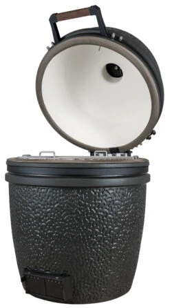 The Bastard Keramikgrill VX Large - Solo - Schwarz Matt - Modell 2023 -Grillen im Freien The Bastard VX Keramikgrill Large Solo offen rechts