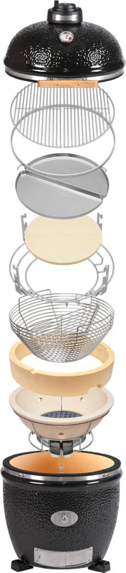 Monolith Grill CLASSIC BBQ GURU - PRO-Serie 1.0 Schwarz - MIT Gestell Und Seitentischen -Grillen im Freien monolith pro serie aufbau 1